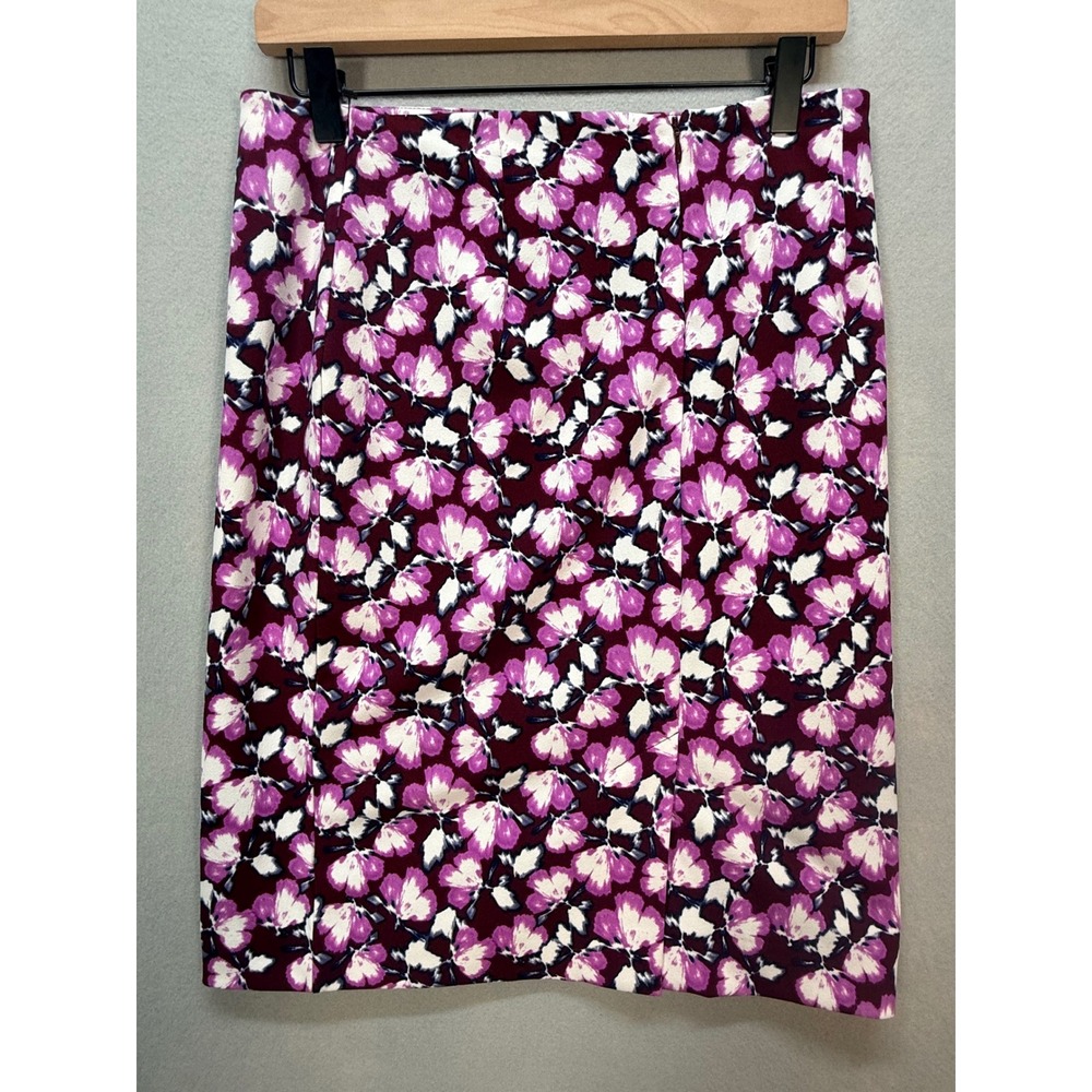 Banana Republic Womens Floral Pencil Skirt‎ Burgundy Purple Pink Knee Length